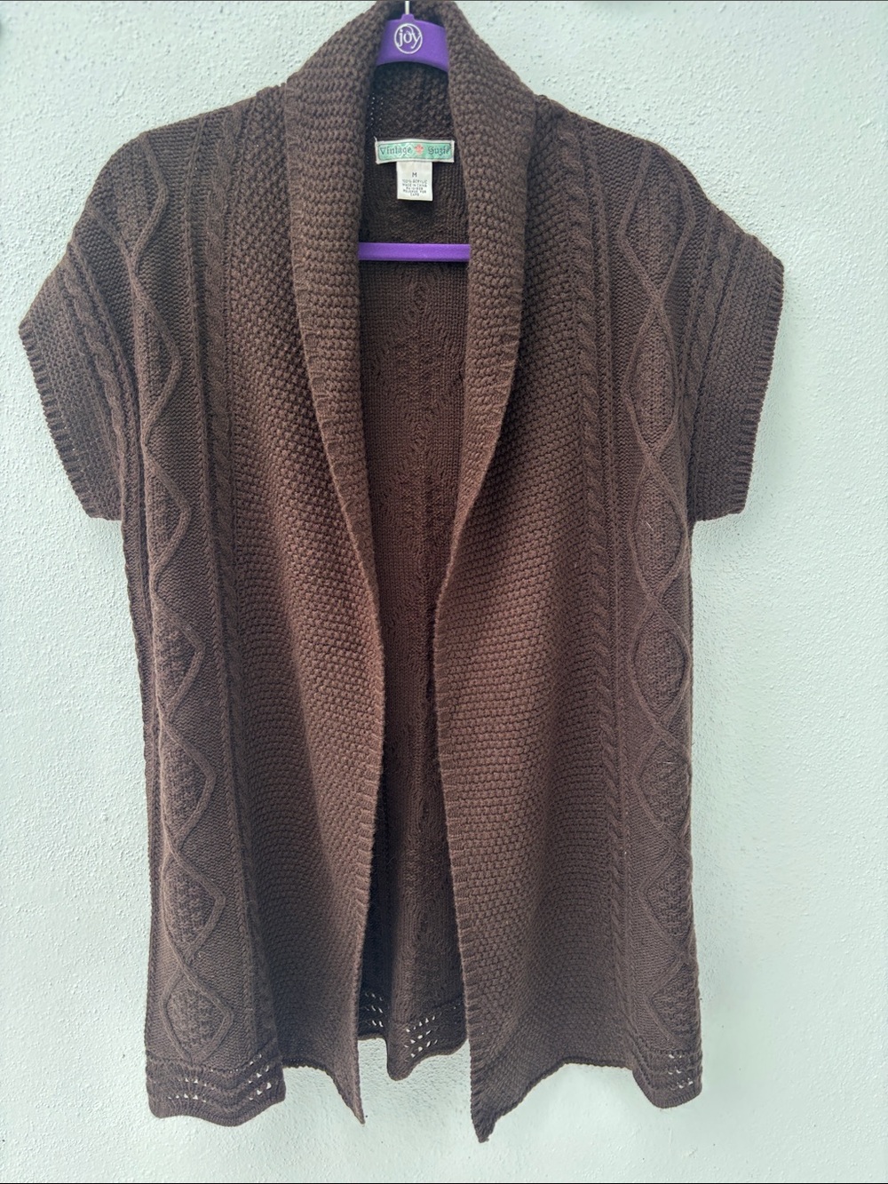 Velvet by Graham & Spencer Chocolate Brown Open-Front Short-Sleeve Cardigan